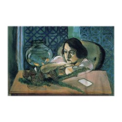 کادوپیچ پارچه‌ ای طرح زنی پشت تنگ ماهی از ماتیس