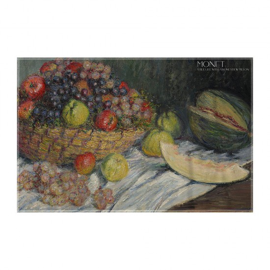 کادوپیچ پارچه‌ ای طرح طبیعت بی جان با خربزه شیرین از مونه