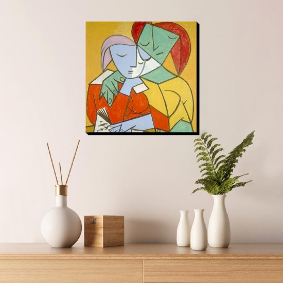 تابلو شاسی طرح دو دختر در حال مطالعه از پیکاسو