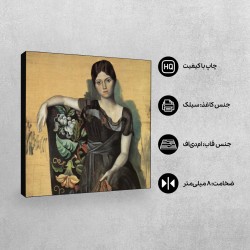 تابلو شاسی طرح اولگا روی صندلی راحتی از پیکاسو
