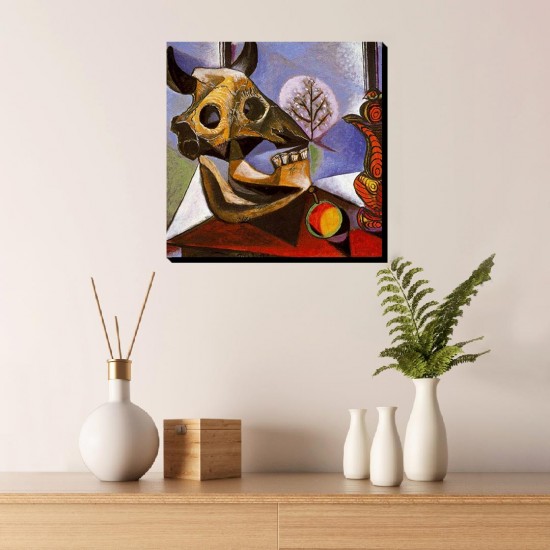 تابلو شاسی طرح طبیعت بی جان با جمجمه گاو از پیکاسو