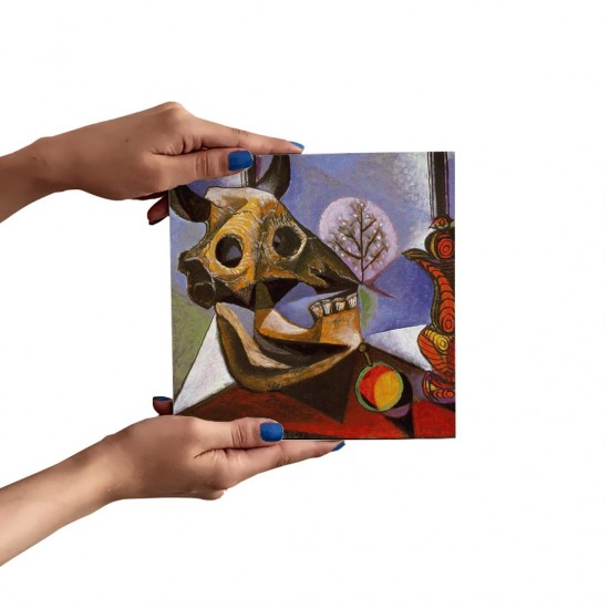 تابلو شاسی طرح طبیعت بی جان با جمجمه گاو از پیکاسو