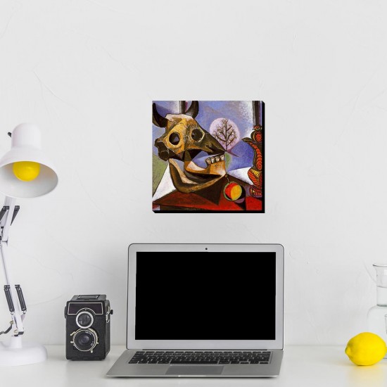 تابلو شاسی طرح طبیعت بی جان با جمجمه گاو از پیکاسو