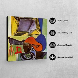 تابلو شاسی طرح طبیعت بی جان با گیتار از پیکاسو