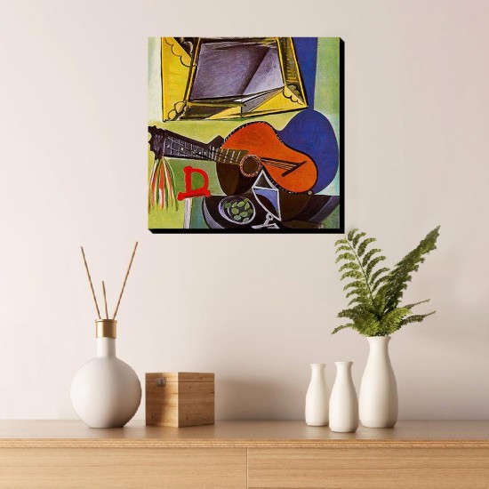 تابلو شاسی طرح طبیعت بی جان با گیتار از پیکاسو