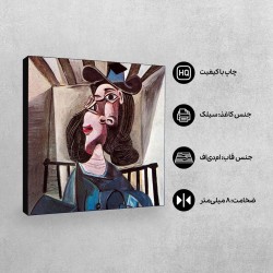 تابلو شاسی طرح دختر روی صندلی از پیکاسو