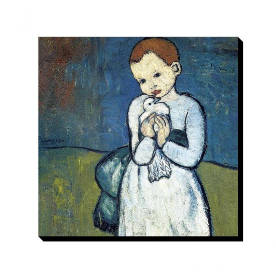 تابلو شاسی طرح بچه با کبوتر از پیکاسو