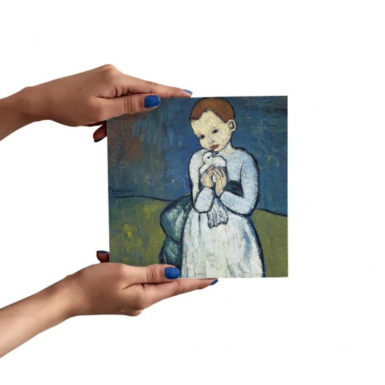 تابلو شاسی طرح بچه با کبوتر از پیکاسو