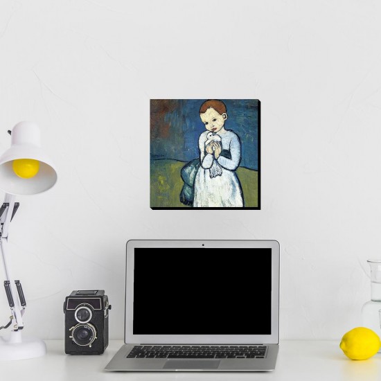 تابلو شاسی طرح بچه با کبوتر از پیکاسو