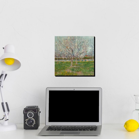 تابلو شاسی طرح درخت های زردآلو از ونگوگ