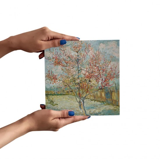 تابلو شاسی طرح درخت های صورتی هلو از ونگوگ