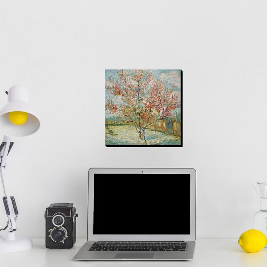 تابلو شاسی طرح درخت های صورتی هلو از ونگوگ