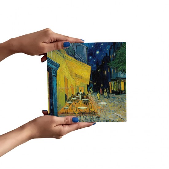 تابلو شاسی طرح تراس یک کافه در شب از ونگوگ