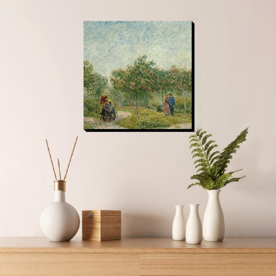 تابلو شاسی طرح باغ با زوج ها از ونگوگ