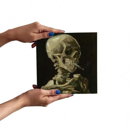 تابلو شاسی طرح اسکلت با سیگار روشن از ونگوگ