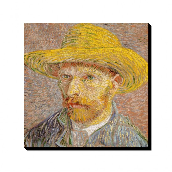 تابلو شاسی طرح خودنگار با کلاه حصیری از ونگوگ
