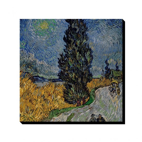 تابلو شاسی طرح جاده محلی پروانس در شب از ونگوگ