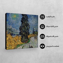 تابلو شاسی طرح جاده محلی پروانس در شب از ونگوگ