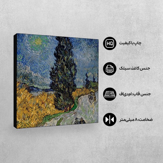 تابلو شاسی طرح جاده محلی پروانس در شب از ونگوگ