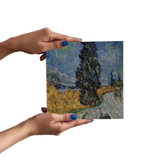 تابلو شاسی طرح جاده محلی پروانس در شب از ونگوگ