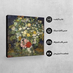 تابلو شاسی طرح دسته گلی در گلدان از ونگوگ