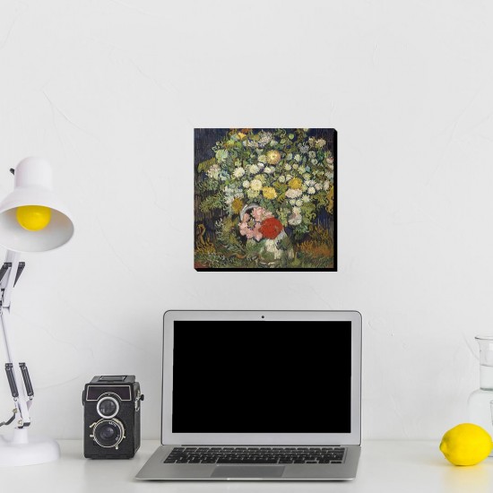 تابلو شاسی طرح دسته گلی در گلدان از ونگوگ