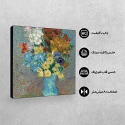 تابلو شاسی طرح گل ها در گلدان آبی از ونگوگ