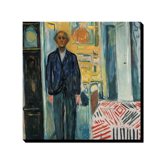 تابلو شاسی طرح خودنگار بین ساعت و تخت از ادوارد مونک