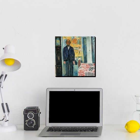 تابلو شاسی طرح خودنگار بین ساعت و تخت از ادوارد مونک