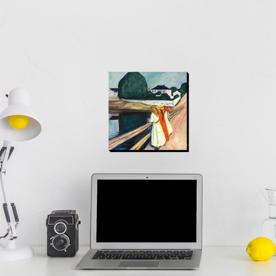 تابلو شاسی طرح دختر های روی پل از ادوارد مونک