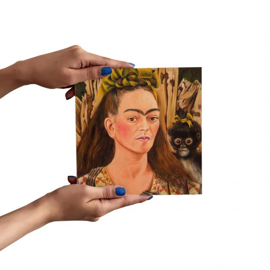 تابلو شاسی طرح خودنگار با میمون از فریدا