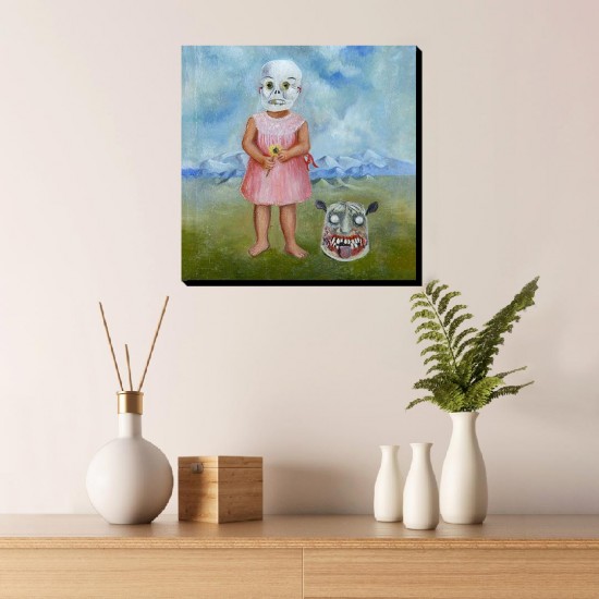 تابلو شاسی طرح دختربچه با ماسک مرگ از فریدا