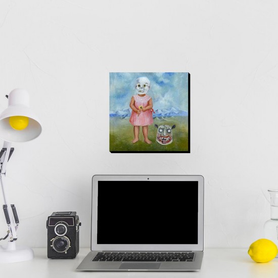 تابلو شاسی طرح دختربچه با ماسک مرگ از فریدا