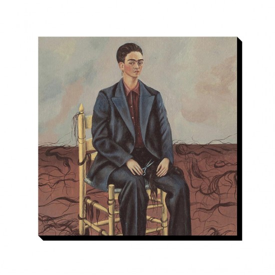 تابلو شاسی طرح خودنگار با مو های کوتاه شده از فریدا