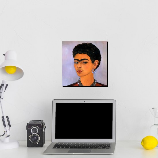 تابلو شاسی طرح خودنگار با موی فرفری از فریدا