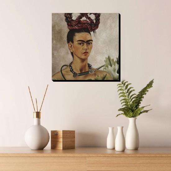 تابلو شاسی طرح خودنگار با موی بافته شده از فریدا