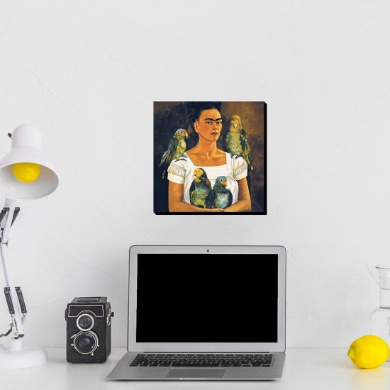 تابلو شاسی طرح من و طوطی ها از فریدا