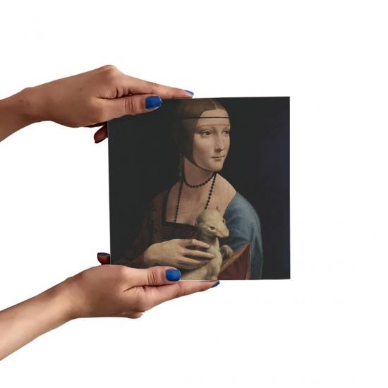 تابلو شاسی طرح خانم و قاقم از داوینچی