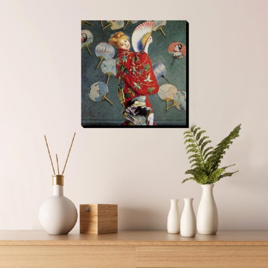 تابلو شاسی طرح خانم مونه با لباس کیمونو از مونه