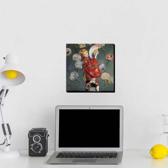 تابلو شاسی طرح خانم مونه با لباس کیمونو از مونه