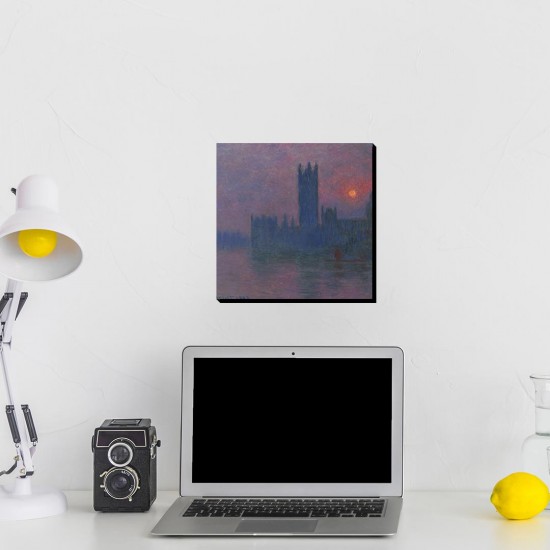تابلو شاسی طرح خانه های پارلمان، غروب آفتاب از مونه