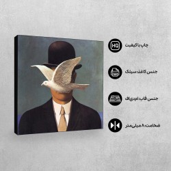 تابلو شاسی طرح مردی با کلاه کاسه ای از ماگریت