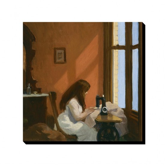 تابلو شاسی طرح دختری پشت چرخ خیاطی از هاپر