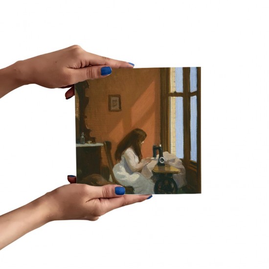 تابلو شاسی طرح دختری پشت چرخ خیاطی از هاپر