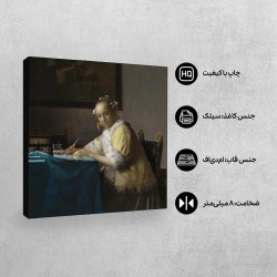 تابلو شاسی طرح خانمی در حال نوشتن از ورمر