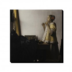 تابلو شاسی طرح زن جوان با گردنبند مروارید از ورمر