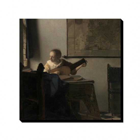 تابلو شاسی طرح زن جوان با عود از ورمر