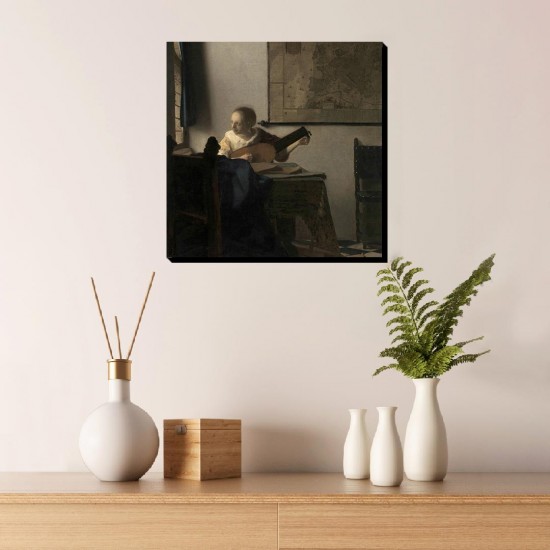 تابلو شاسی طرح زن جوان با عود از ورمر