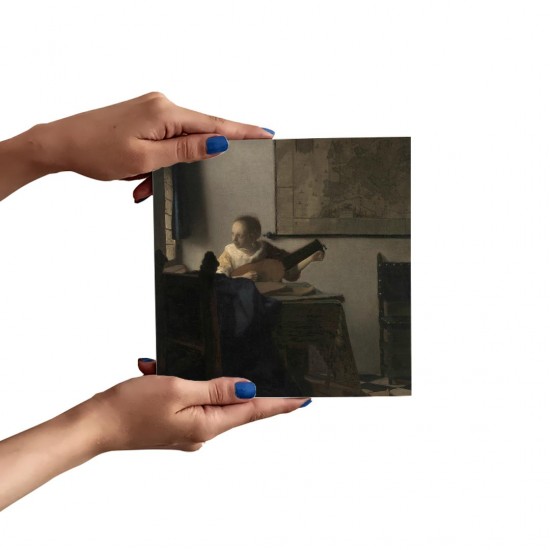 تابلو شاسی طرح زن جوان با عود از ورمر