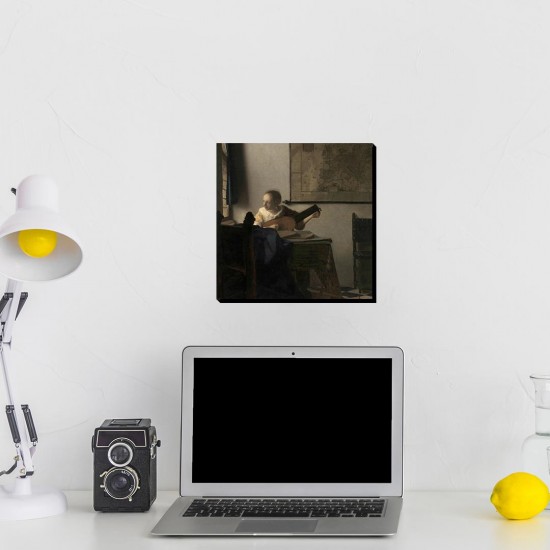 تابلو شاسی طرح زن جوان با عود از ورمر